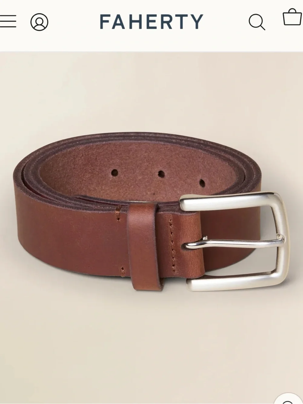 Faherty Leather Belt Men - Saddle Brown Size 42